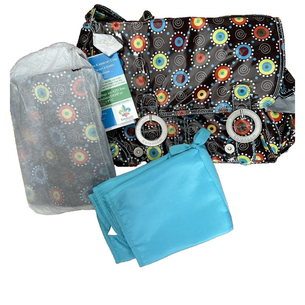 Kalencom New Orleans Coated Diaper Bag Colorful Retro Circle Dot Print NEW